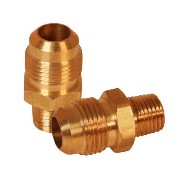 1/2 Flare X 1/4 MIP Reducing Adapter Pipe Fitting; Brass